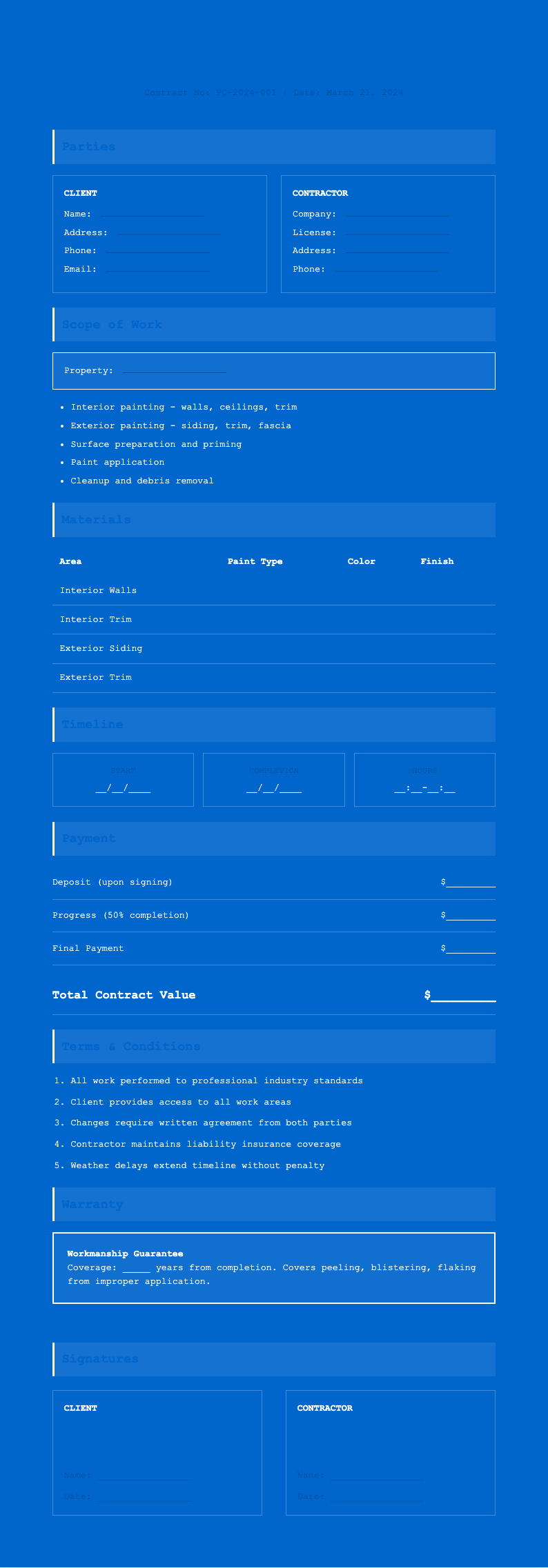 Engineering Blueprint painting contract